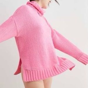 Aerie plush hot pink turtle neck sweater